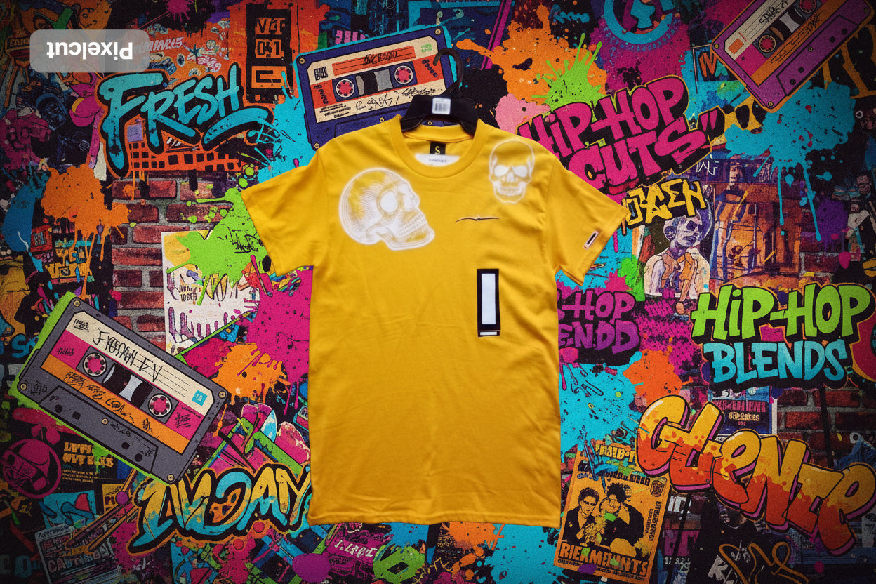 Yellow short sleeve with skulls