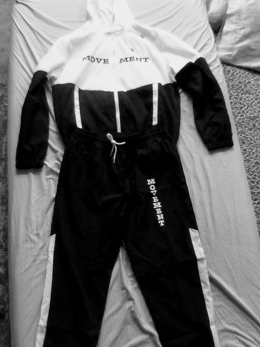 Black and white track suit set