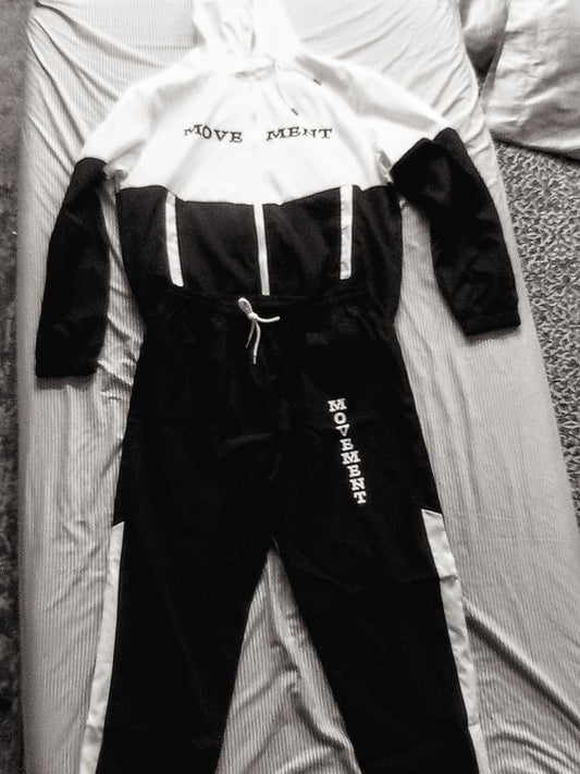Black and white track suit set