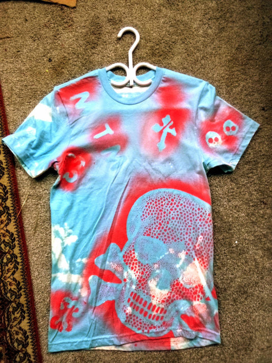 Light blue bleached Crossbone skull short sleeve
