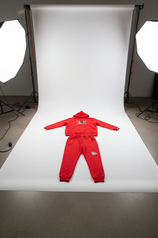 Red trust no one track suit